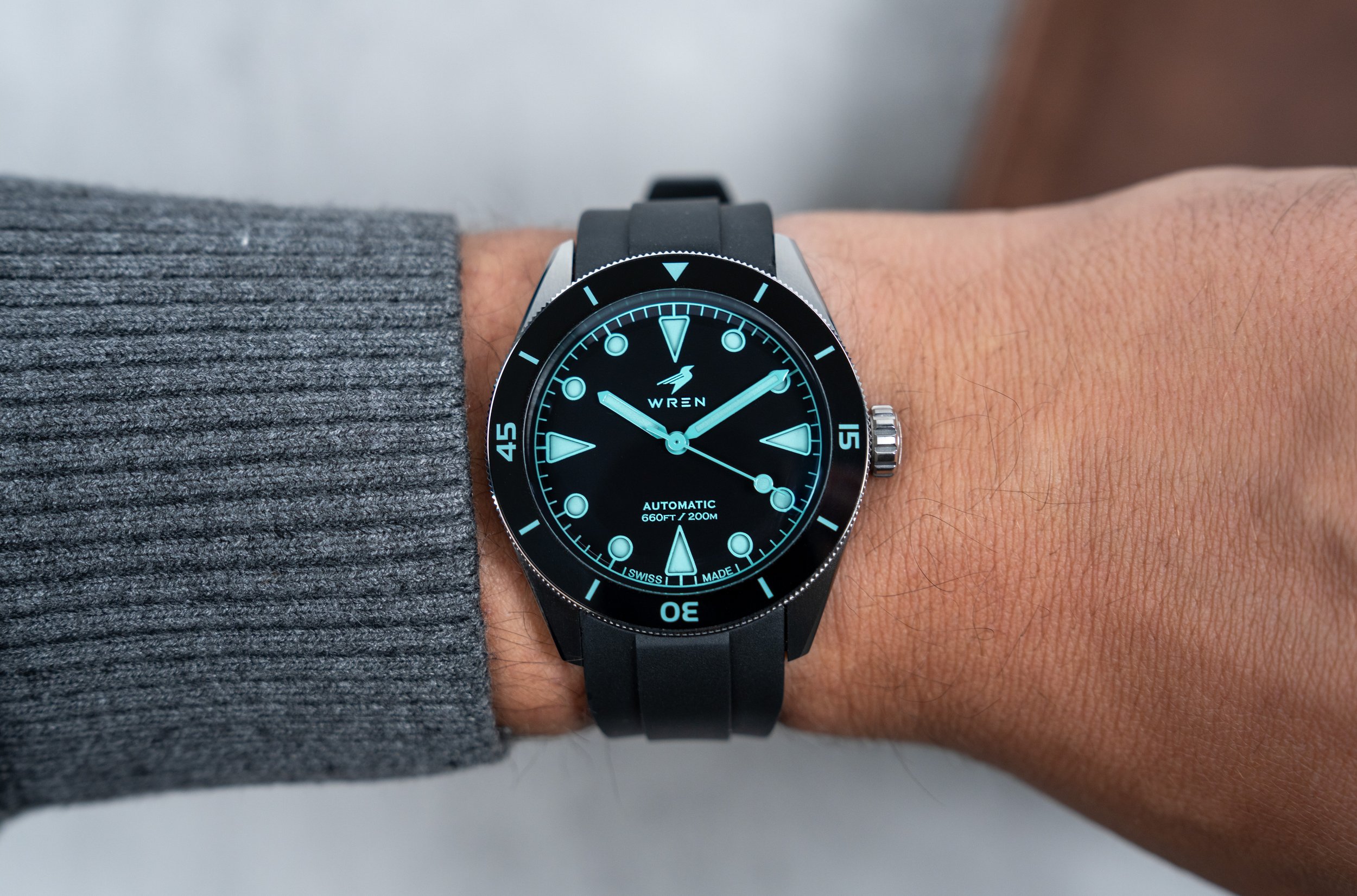 Wren Diver One Abyss: Ultra Black Dial, 200m Swiss Diver